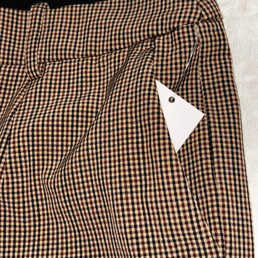 A New Day Womens High Rise Ankle Pants Brown Gingham Plaid Stretch Size 10 - Picture 4 of 13